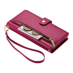 DF-011 For iPhone 17e / 16e Case Zipper Wallet PU Leather Crossbody Phone Bag