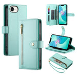 DF-011 For iPhone 17e / 16e Case Zipper Wallet PU Leather Crossbody Phone Bag
