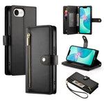 DF-011 For iPhone 17e / 16e Case Zipper Wallet PU Leather Crossbody Phone Bag