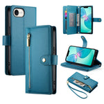 DF-011 For iPhone 17e / 16e Case Zipper Wallet PU Leather Crossbody Phone Bag