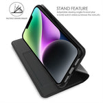 For iPhone 13 Case Leather Phone Cover Stand with Hidden Magnetic Closure