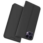 iPhone 13 Pro Max-skal, stativ, läderfodral med korthållare, inbyggd magnetisk stängning