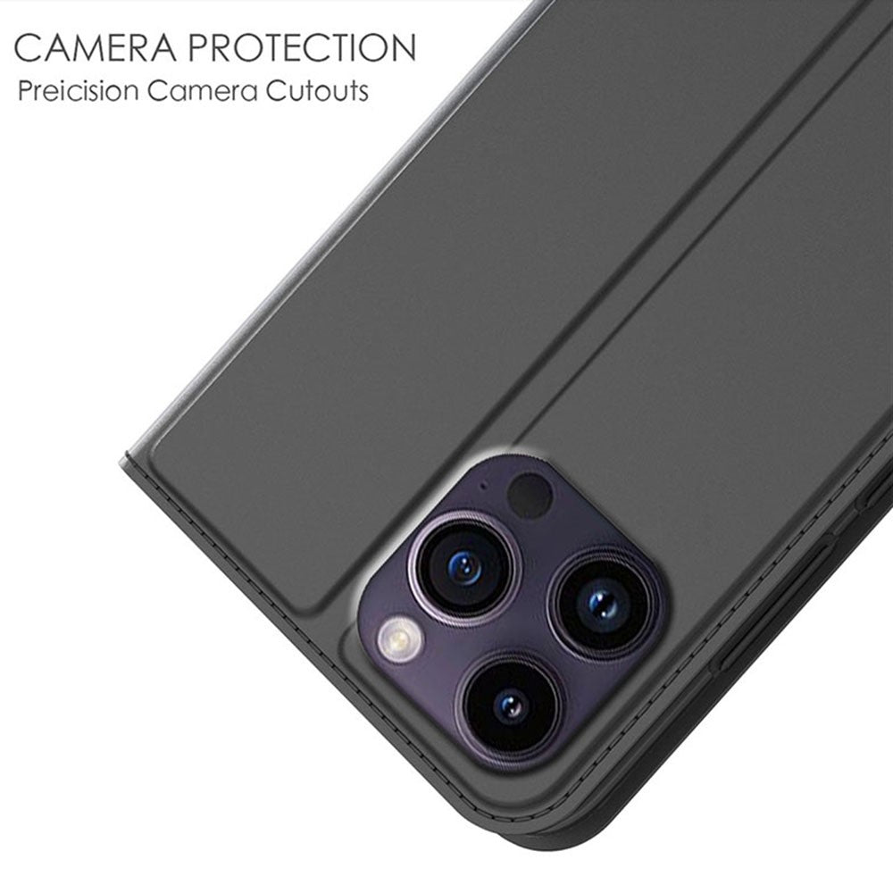 iPhone 13 Pro Max-skal, stativ, läderfodral med korthållare, inbyggd magnetisk stängning