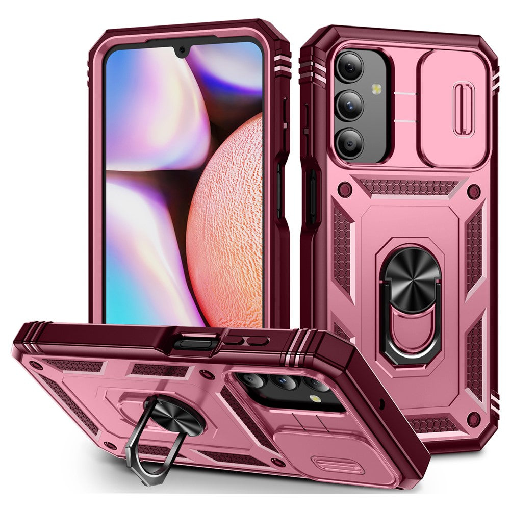 Til Samsung Galaxy A15 4G / 5G Cover TPU+PC Slide Camshield Kickstand Telefoncover