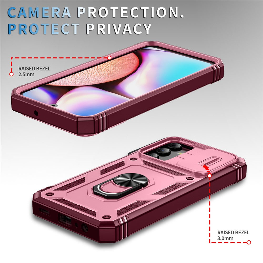 Til Samsung Galaxy A15 4G / 5G Cover TPU+PC Slide Camshield Kickstand Telefoncover