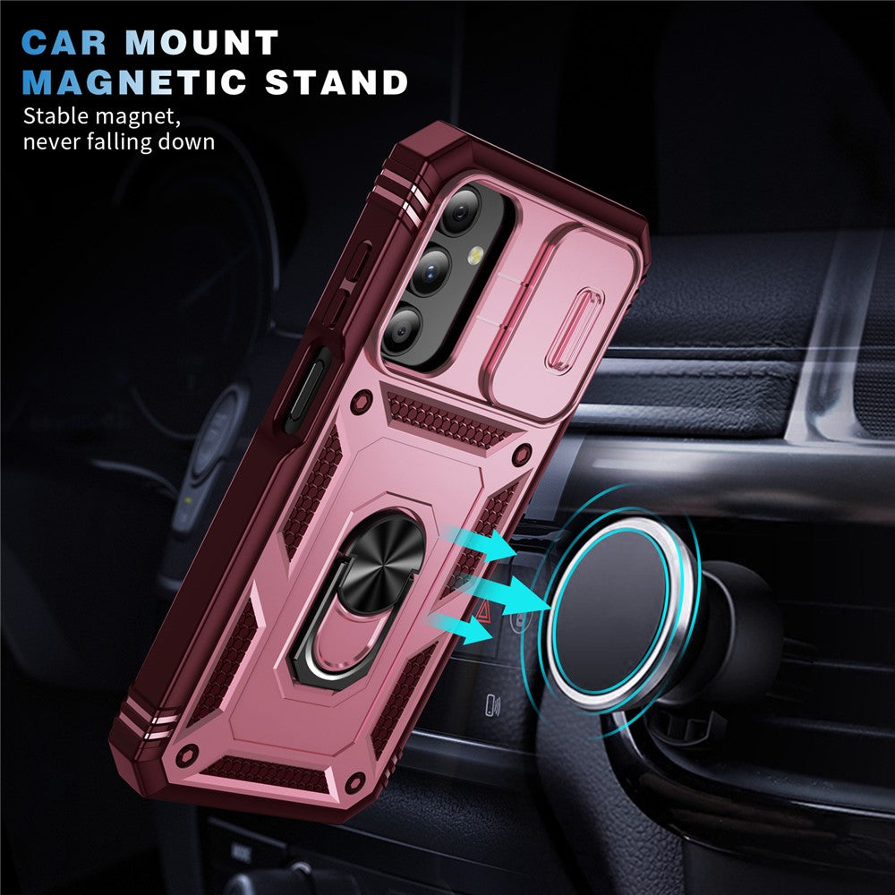 Til Samsung Galaxy A15 4G / 5G Cover TPU+PC Slide Camshield Kickstand Telefoncover