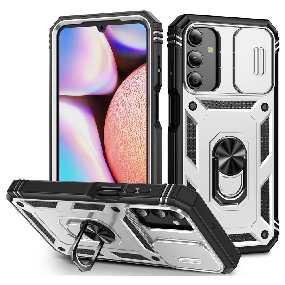 Til Samsung Galaxy A15 4G / 5G Cover TPU+PC Slide Camshield Kickstand Telefoncover