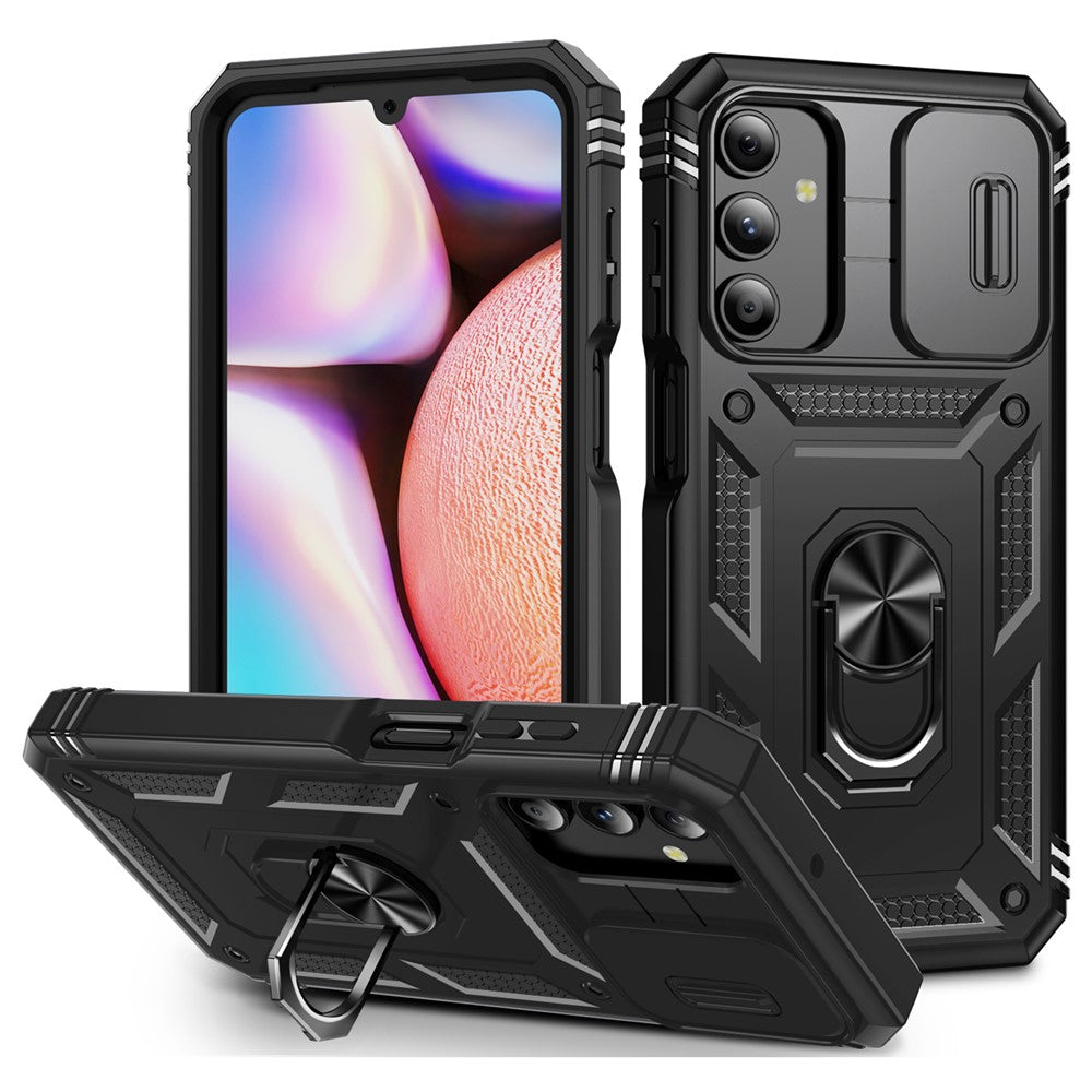 Til Samsung Galaxy A15 4G / 5G Cover TPU+PC Slide Camshield Kickstand Telefoncover