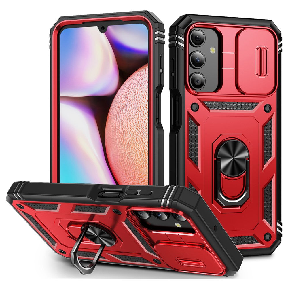 Til Samsung Galaxy A15 4G / 5G Cover TPU+PC Slide Camshield Kickstand Telefoncover
