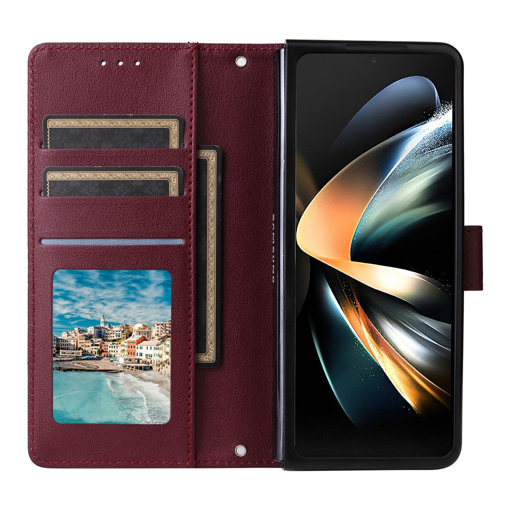 Til Samsung Galaxy Z Fold4 5G cover i PU-læder med 3 kortpladser