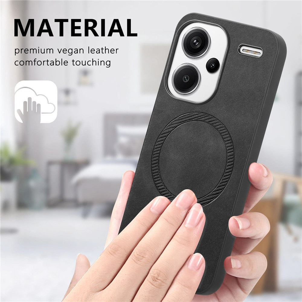 For Xiaomi Redmi Note 13 Pro+ 5G Leather Back Magnetic Case Skin-touch Phone Cover