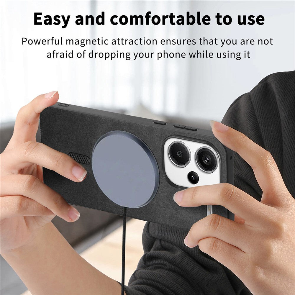 For Xiaomi Redmi Note 13 Pro+ 5G Leather Back Magnetic Case Skin-touch Phone Cover