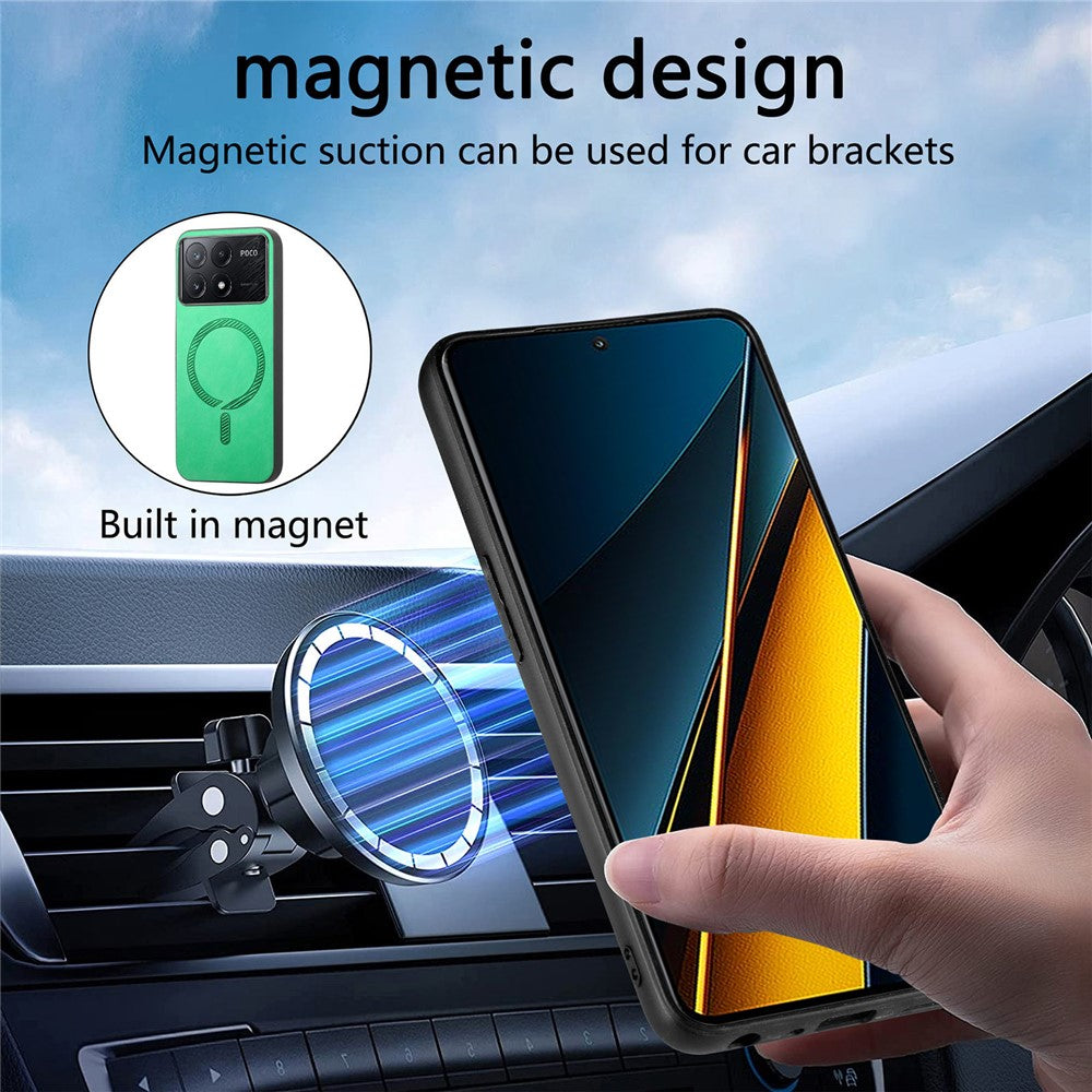 For Xiaomi Poco X6 Pro 5G  /  Redmi K70E 5G Leather Back Magnetic Case Skin-Touch Phone Cover