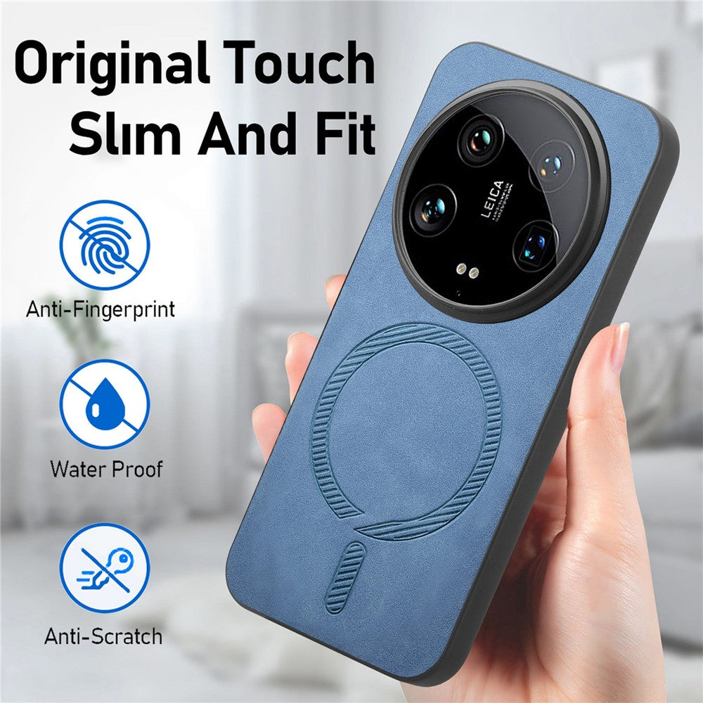 For Xiaomi 14 Ultra Leather Back Magnetic Case Skin-touch Phone Cover