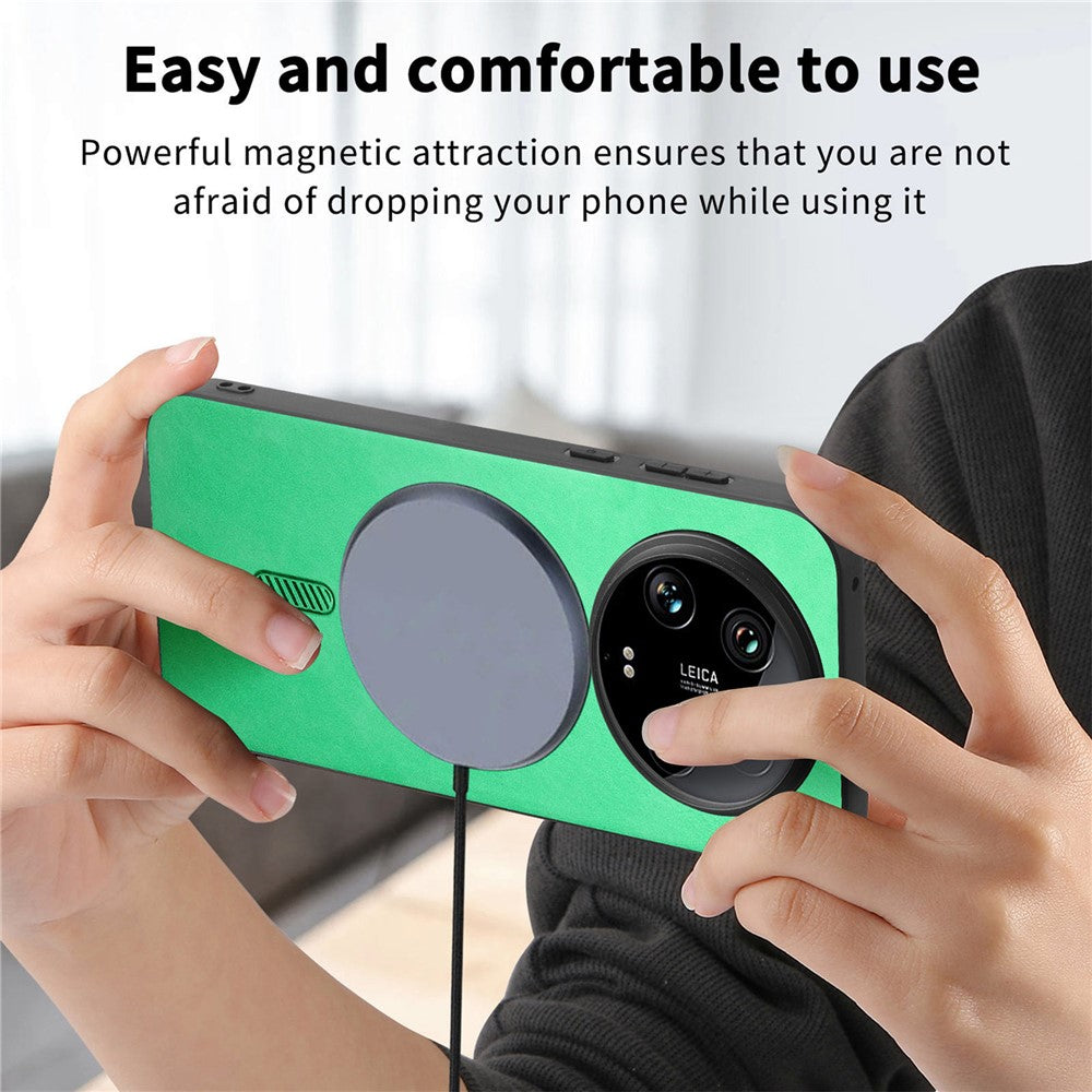 For Xiaomi 14 Ultra Leather Back Magnetic Case Skin-touch Phone Cover
