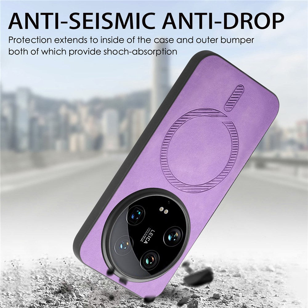 For Xiaomi 14 Ultra Leather Back Magnetic Case Skin-touch Phone Cover