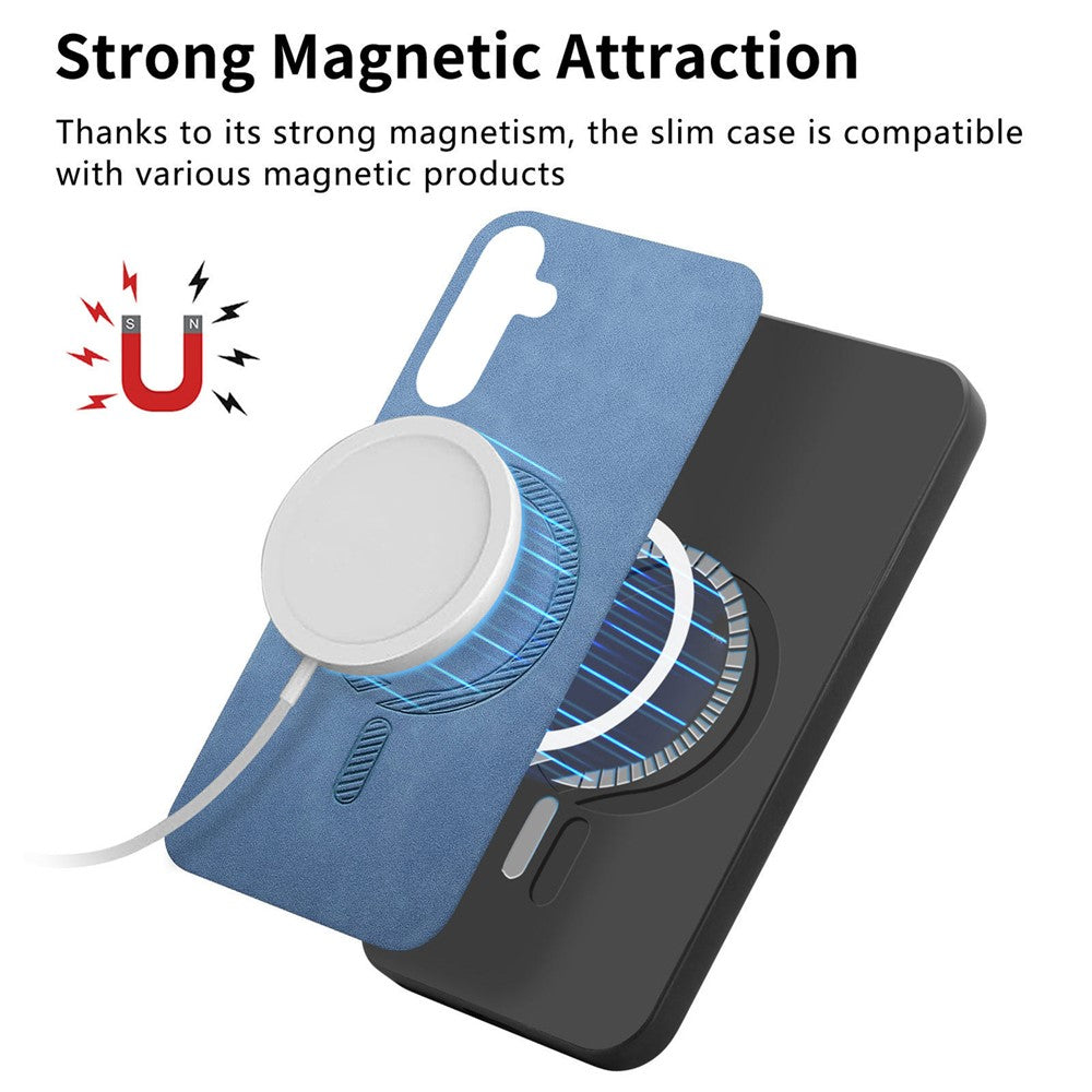 Til Samsung Galaxy A55 5G læderbagcover magnetisk etui hudvenligt telefoncover