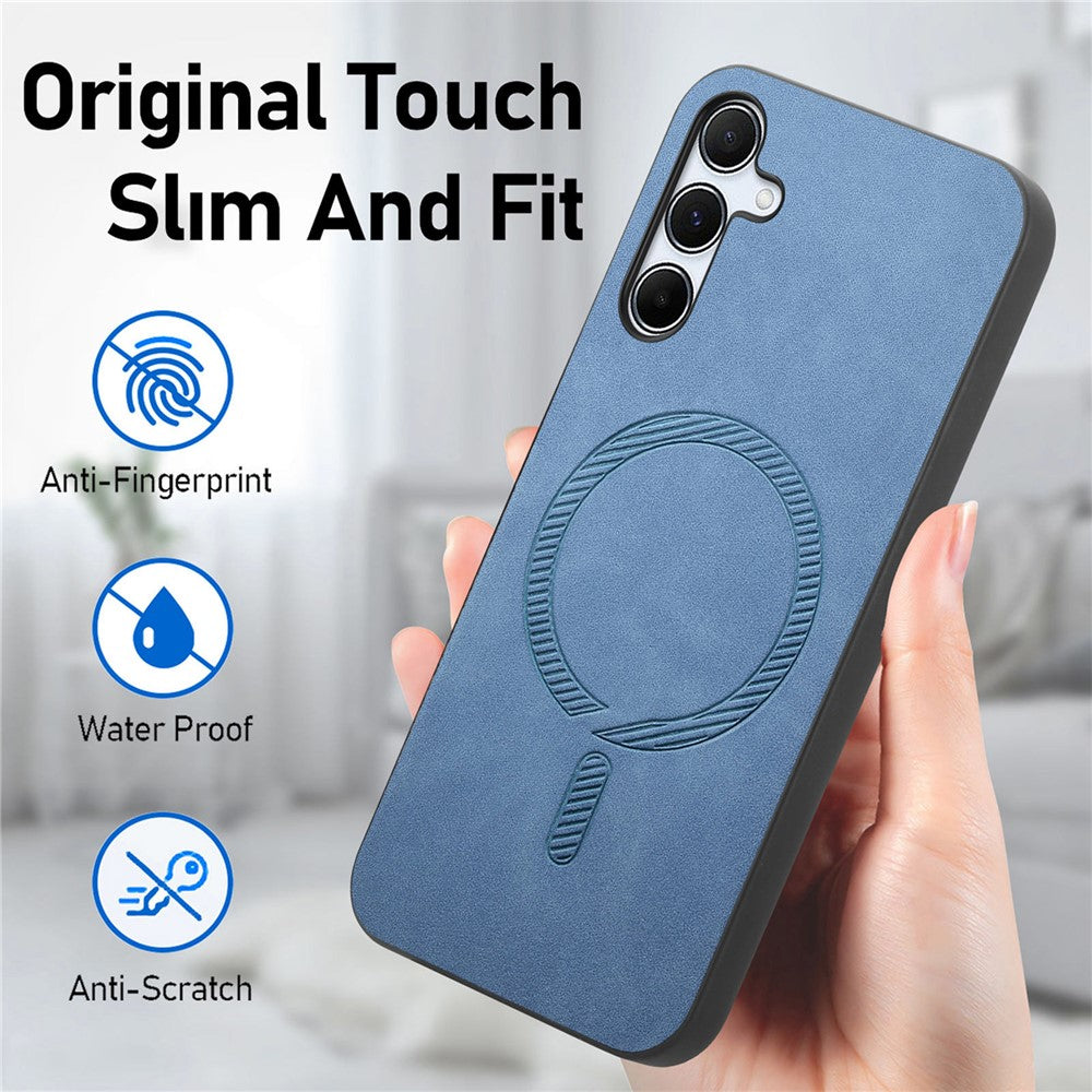 Til Samsung Galaxy A55 5G læderbagcover magnetisk etui hudvenligt telefoncover