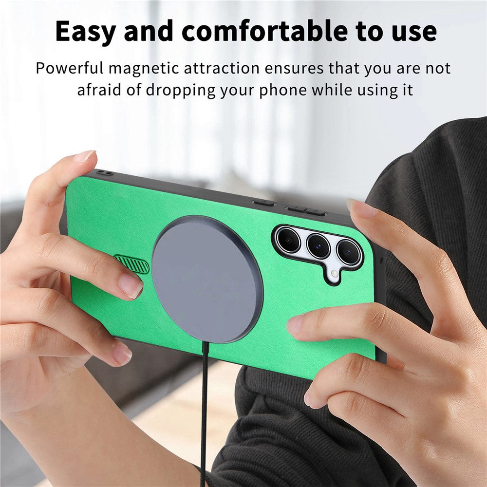 Til Samsung Galaxy A55 5G læderbagcover magnetisk etui hudvenligt telefoncover