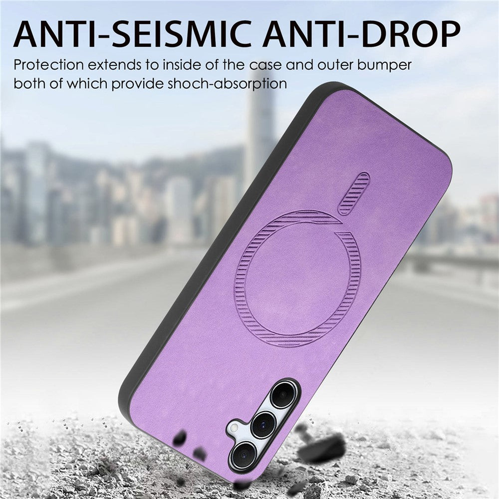 Til Samsung Galaxy A55 5G læderbagcover magnetisk etui hudvenligt telefoncover