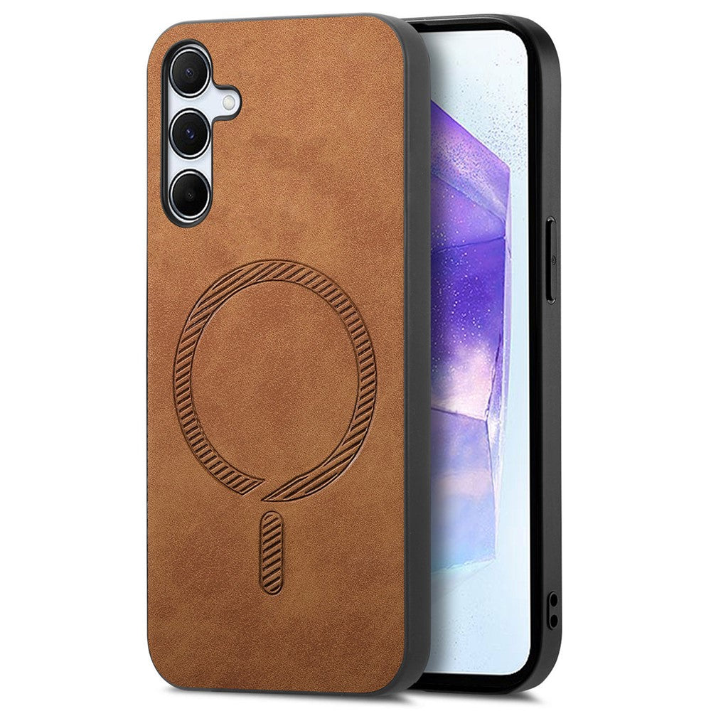 Til Samsung Galaxy A55 5G læderbagcover magnetisk etui hudvenligt telefoncover