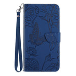 HT03 For Samsung Galaxy A16 5G / A16 4G Phone Case Butterfly Flower Imprint Leather Cover with Strap
