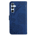 HT03 For Samsung Galaxy A16 5G / A16 4G Phone Case Butterfly Flower Imprint Leather Cover with Strap
