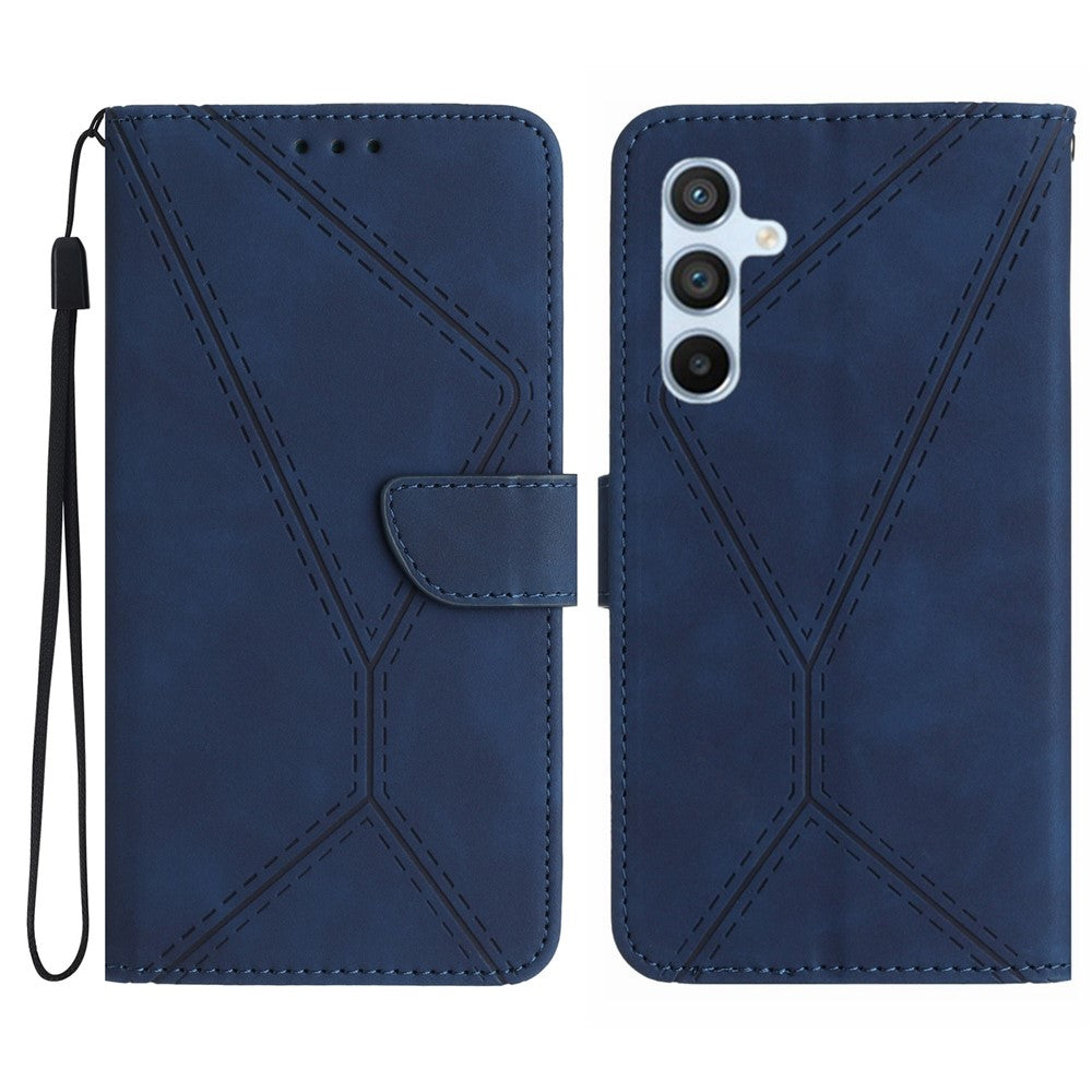 HT05 För Samsung Galaxy A16 5G / A16 4G mobilskal Skin-Touch Lines PU Läder Flipfodral