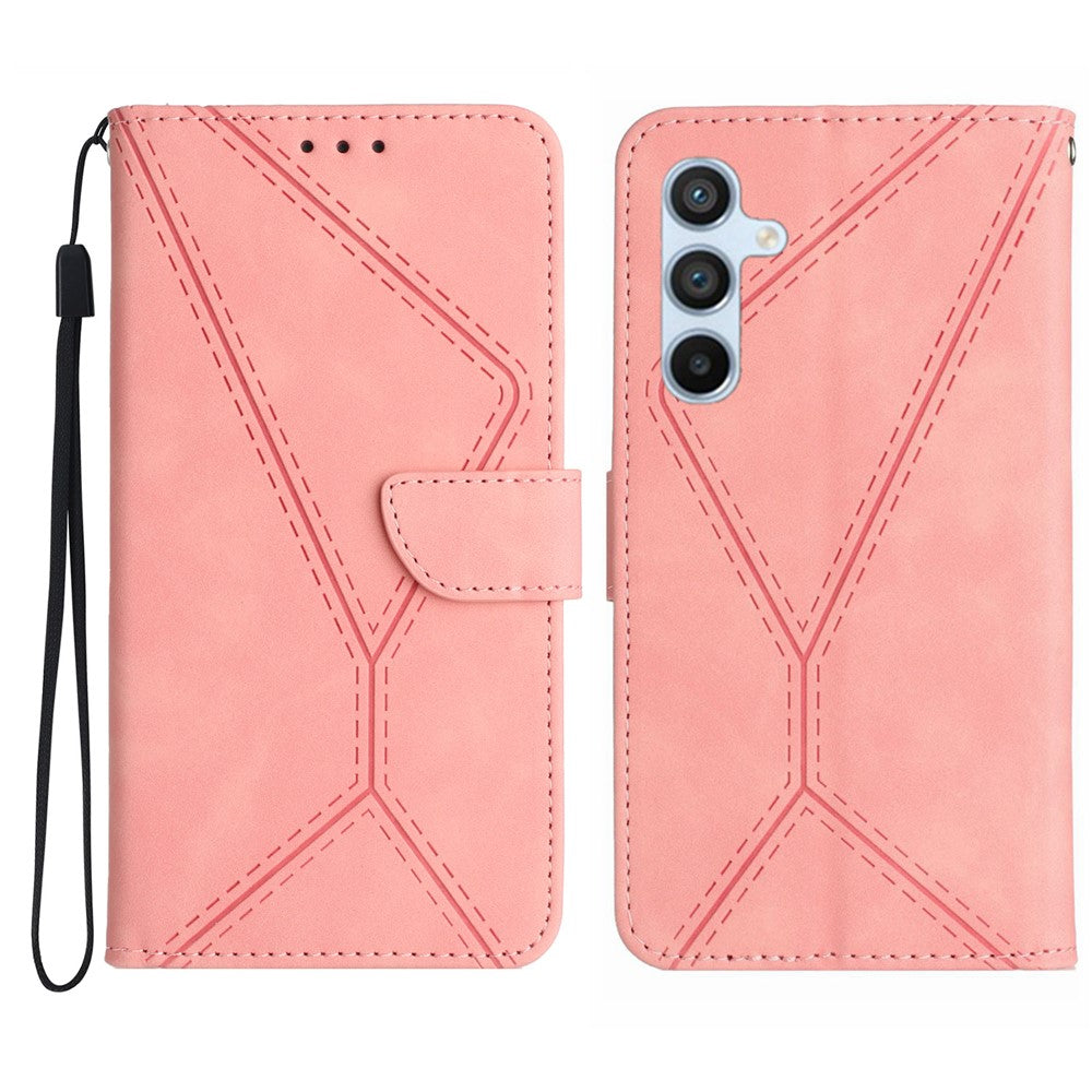HT05 Til Samsung Galaxy A16 5G / A16 4G Telefoncover Skin-Touch Linjer PU Læder Flip Cover