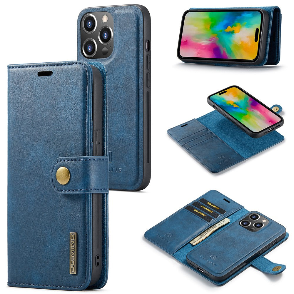 DG.MING for iPhone 16 Pro Case Detachable Split Leather Phone Cover