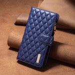 BINFEN COLOR BF Style-15 För Samsung Galaxy A16 5G / A16 4G Läderfodral Blixtlåsficka Rombiskt mobilfodral