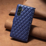 BINFEN COLOR BF Style-15 För Samsung Galaxy A16 5G / A16 4G Läderfodral Blixtlåsficka Rombiskt mobilfodral
