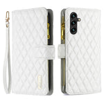 BINFEN COLOR BF Style-15 För Samsung Galaxy A16 5G / A16 4G Läderfodral Blixtlåsficka Rombiskt mobilfodral