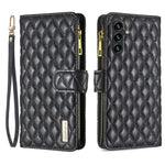 BINFEN COLOR BF Style-15 För Samsung Galaxy A16 5G / A16 4G Läderfodral Blixtlåsficka Rombiskt mobilfodral