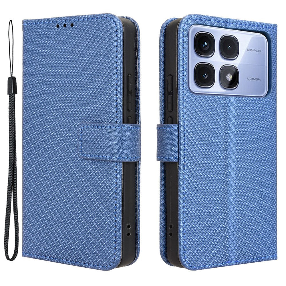 For Xiaomi Redmi K70 Ultra Phone Stand Case Diamond Texture PU Leather Cover Wallet