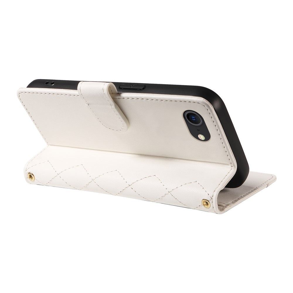 Til iPhone SE (2022) / SE (2020) / iPhone 8 / 7 / 6s / 6 Cover med rhombemønster i læder med remme