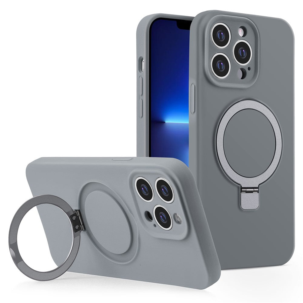 iPhone 13 Pro Max-skal Magnetiskt stativ Flexibelt flytande silikonmobilskal