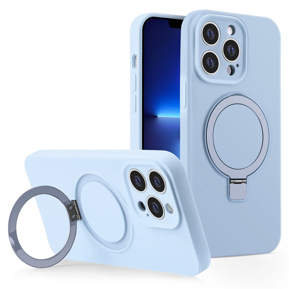 iPhone 13 Pro Max-skal Magnetiskt stativ Flexibelt flytande silikonmobilskal