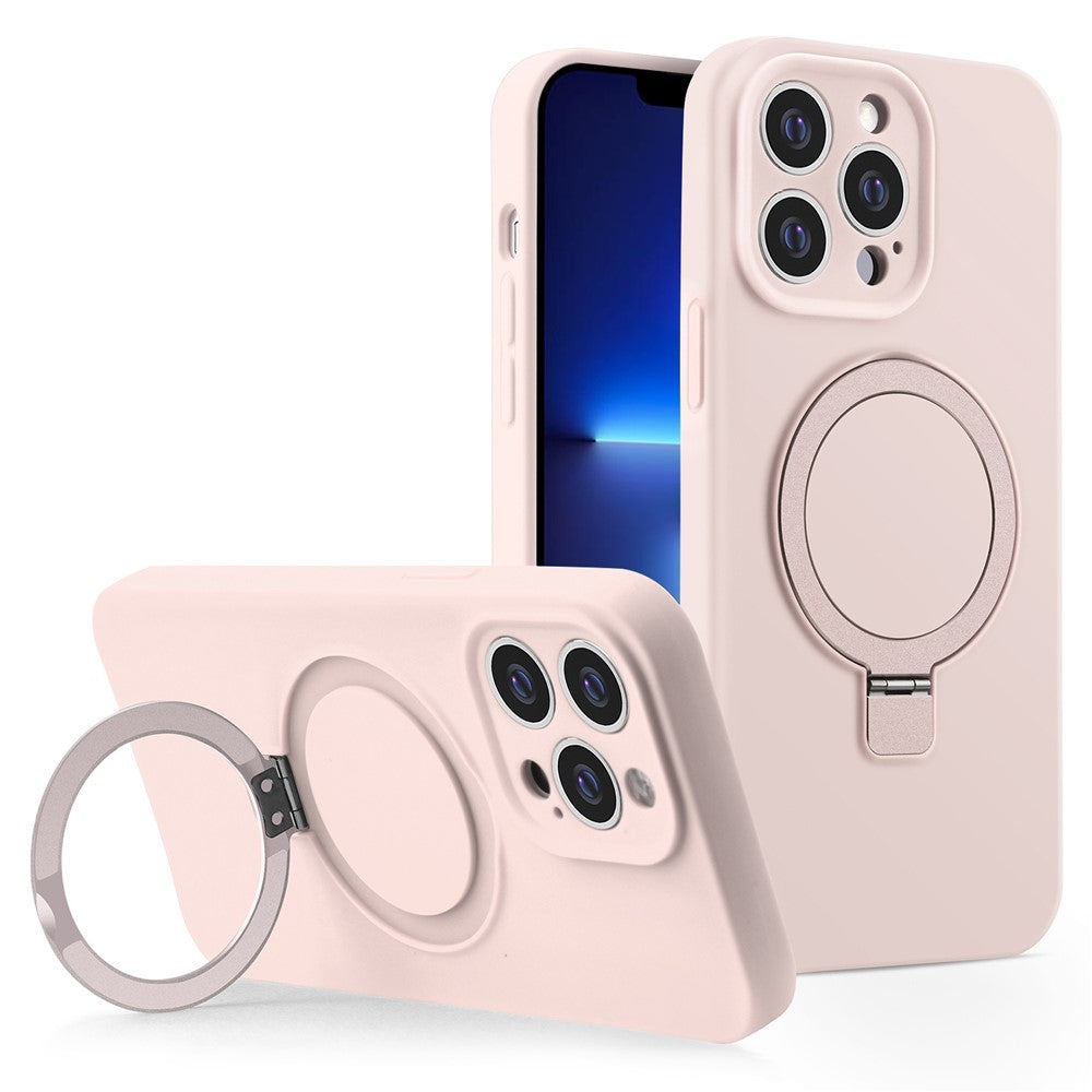 iPhone 13 Pro Max-skal Magnetiskt stativ Flexibelt flytande silikonmobilskal