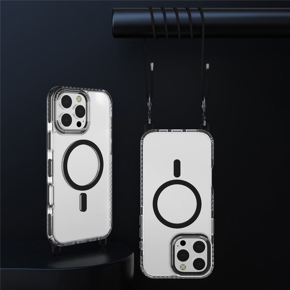Til iPhone 14 Pro etui, kompatibel med MagSafe PC+TPU cover med lang snor
