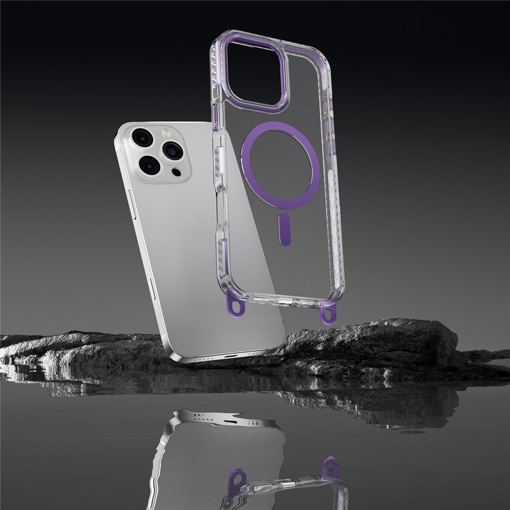 Til iPhone 14 Pro etui, kompatibel med MagSafe PC+TPU cover med lang snor