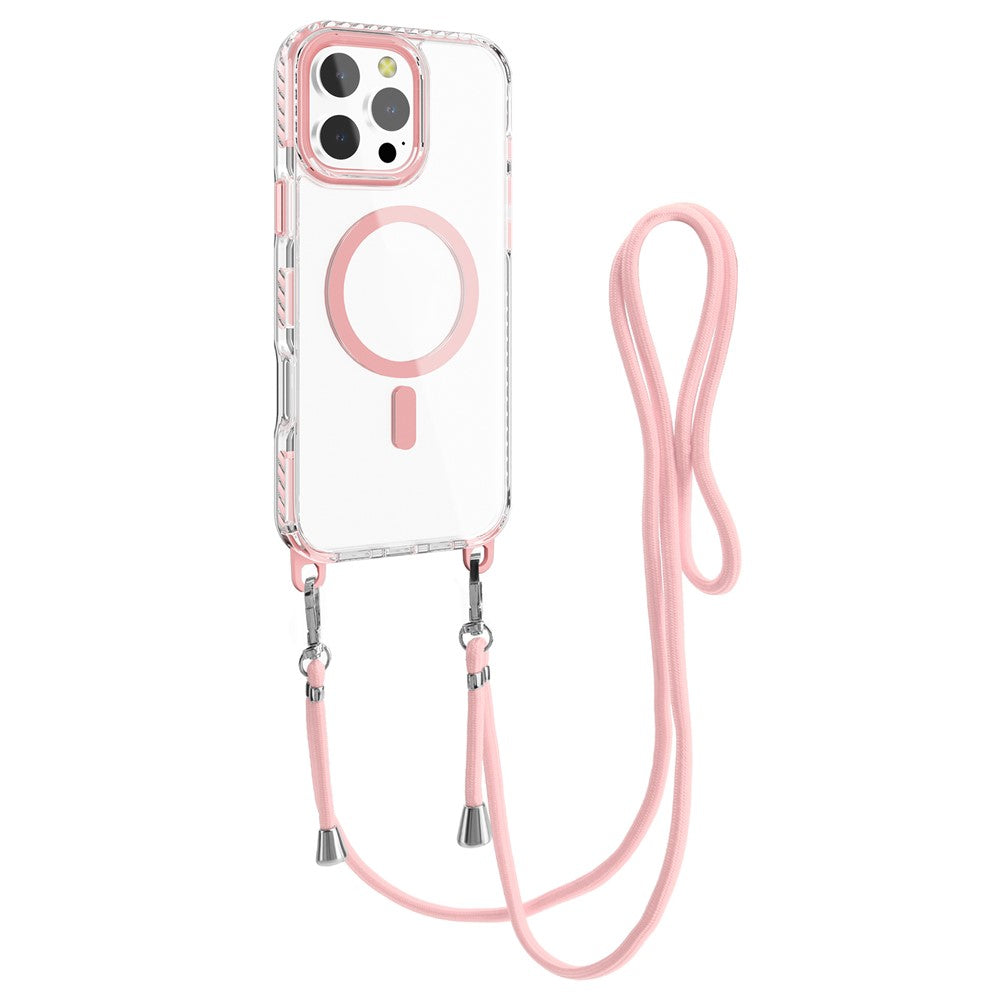 Til iPhone 14 Pro etui, kompatibel med MagSafe PC+TPU cover med lang snor