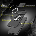For iPhone 14 Pro Max Magnetic Phone Case Slide Lens Protection Ring Kickstand TPU+PC Cover