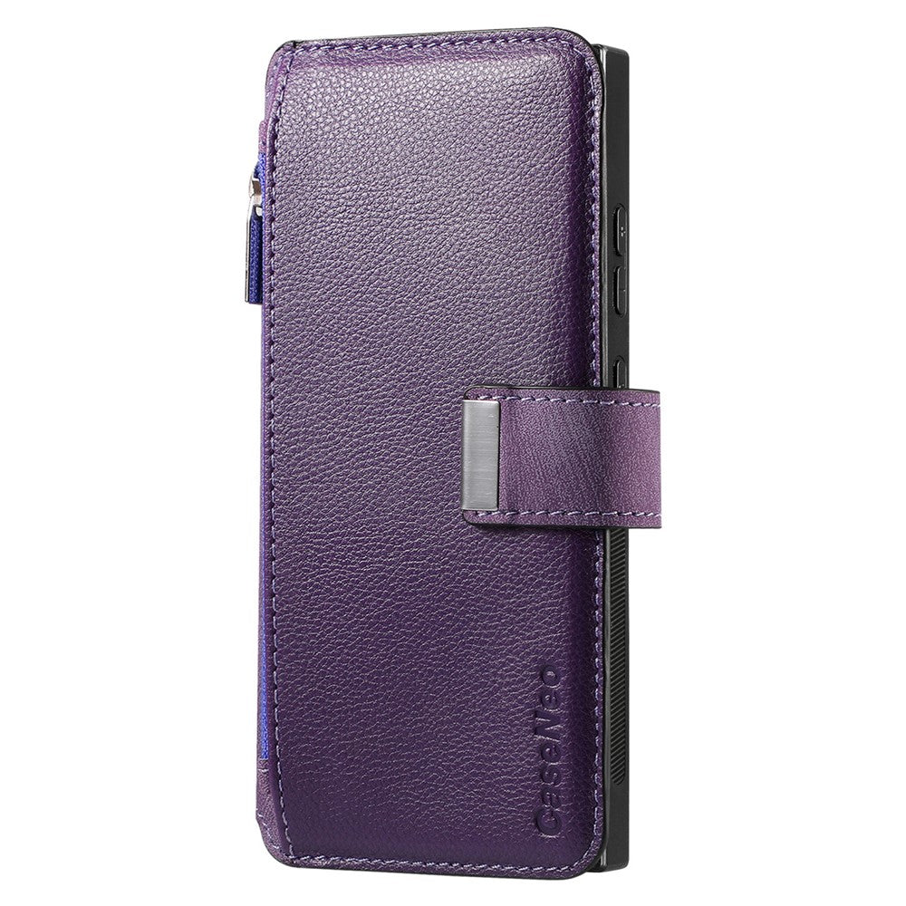 CASENEO MW-02 cover til Samsung Galaxy S24 Ultra med lynlåslomme, PU-læder, stativ og mobilcover