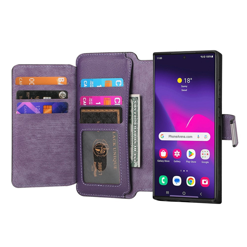 CASENEO MW-02 cover til Samsung Galaxy S24 Ultra med lynlåslomme, PU-læder, stativ og mobilcover