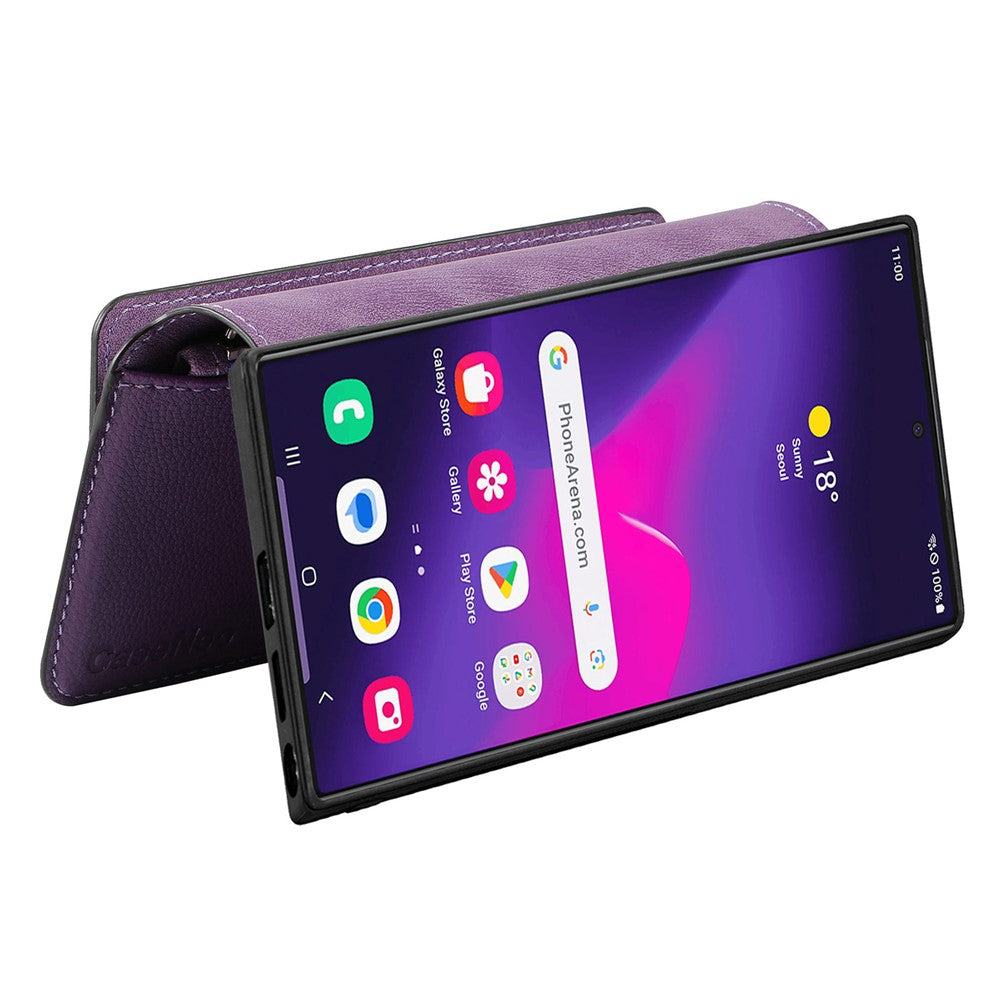 CASENEO MW-02 cover til Samsung Galaxy S24 Ultra med lynlåslomme, PU-læder, stativ og mobilcover