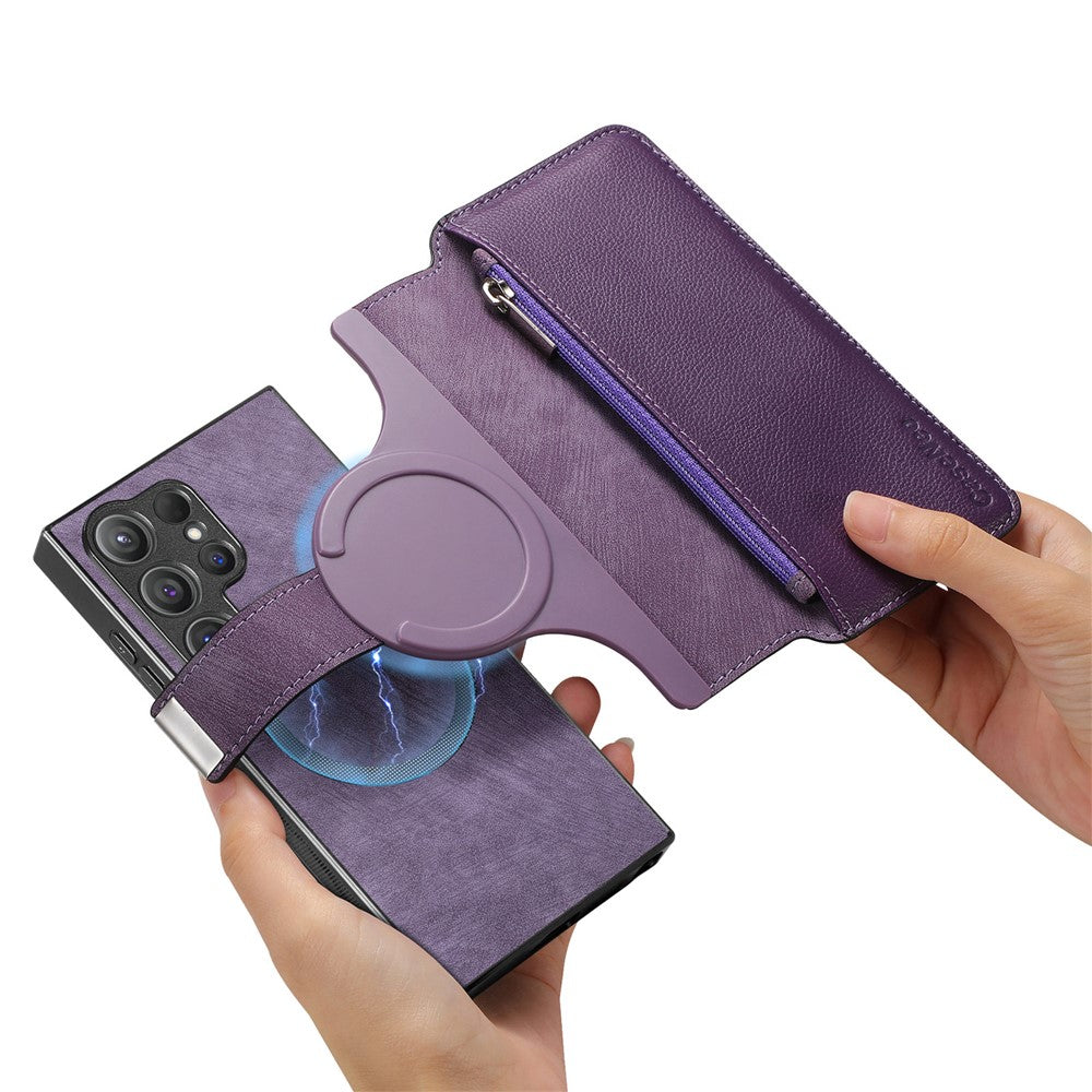 CASENEO MW-02 cover til Samsung Galaxy S24 Ultra med lynlåslomme, PU-læder, stativ og mobilcover