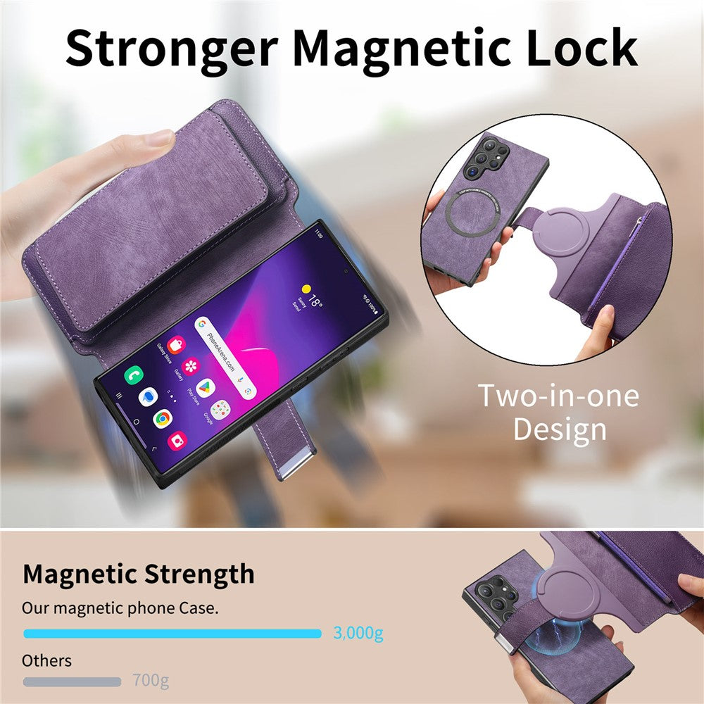CASENEO MW-02 cover til Samsung Galaxy S24 Ultra med lynlåslomme, PU-læder, stativ og mobilcover