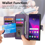 CASENEO MW-02 cover til Samsung Galaxy S24 Ultra med lynlåslomme, PU-læder, stativ og mobilcover