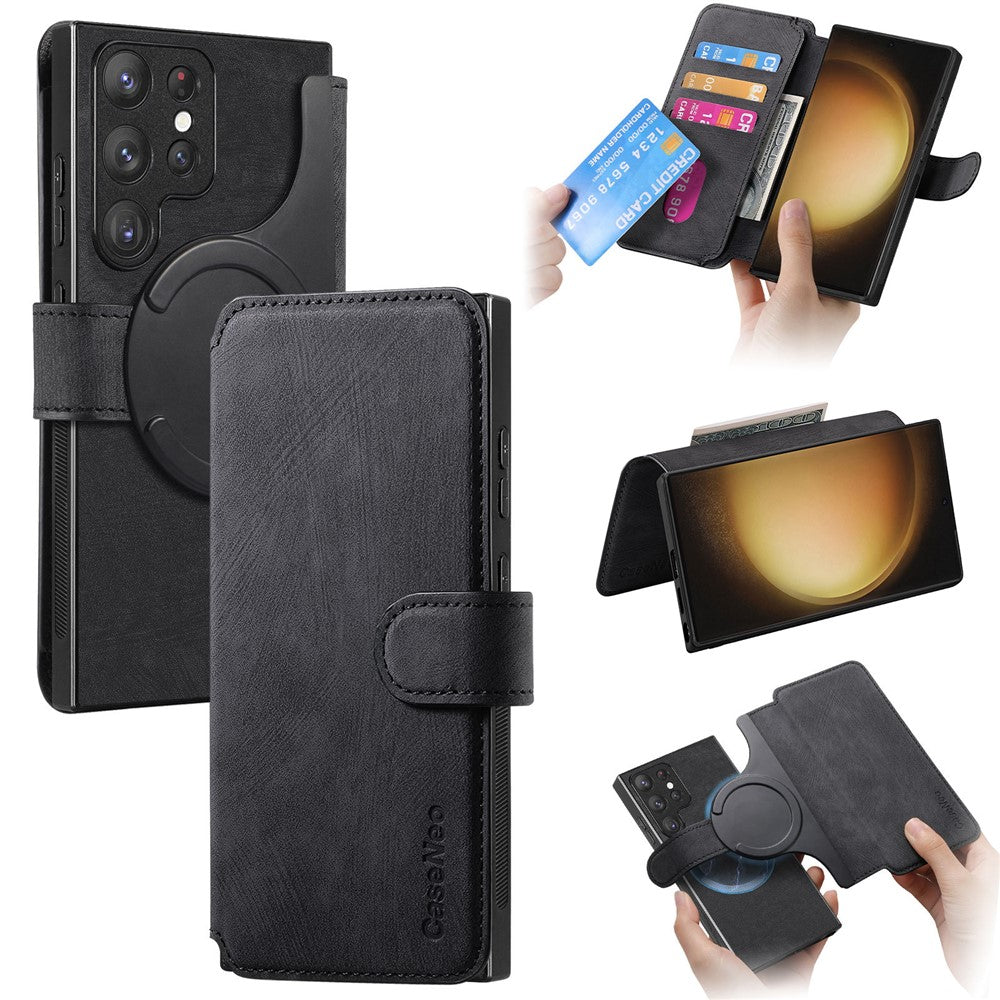 For Samsung Galaxy S23 Ultra Magnetisk Cover CASENEO Aftageligt Læder Telefon Pung Cover